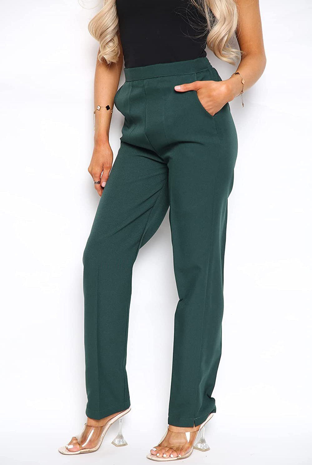 Half Elasticated Pocket Trouser - Black, Dark Green, Stone Trousers WearAll