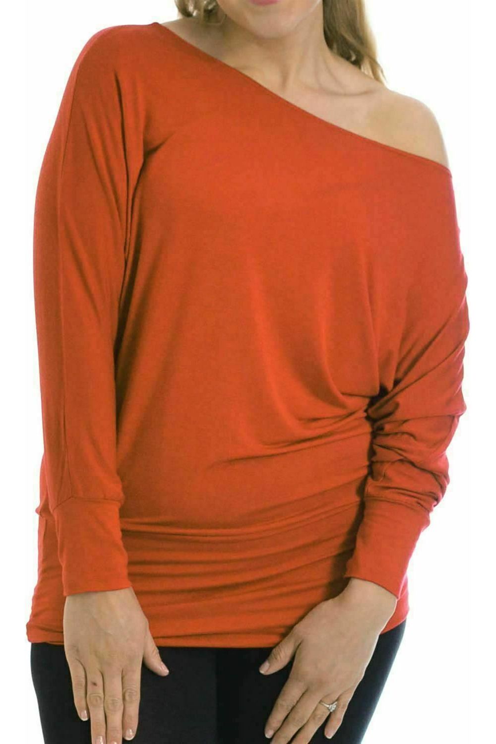 Off Shoulder Batwing Top Tops WearAll Rust 8-10