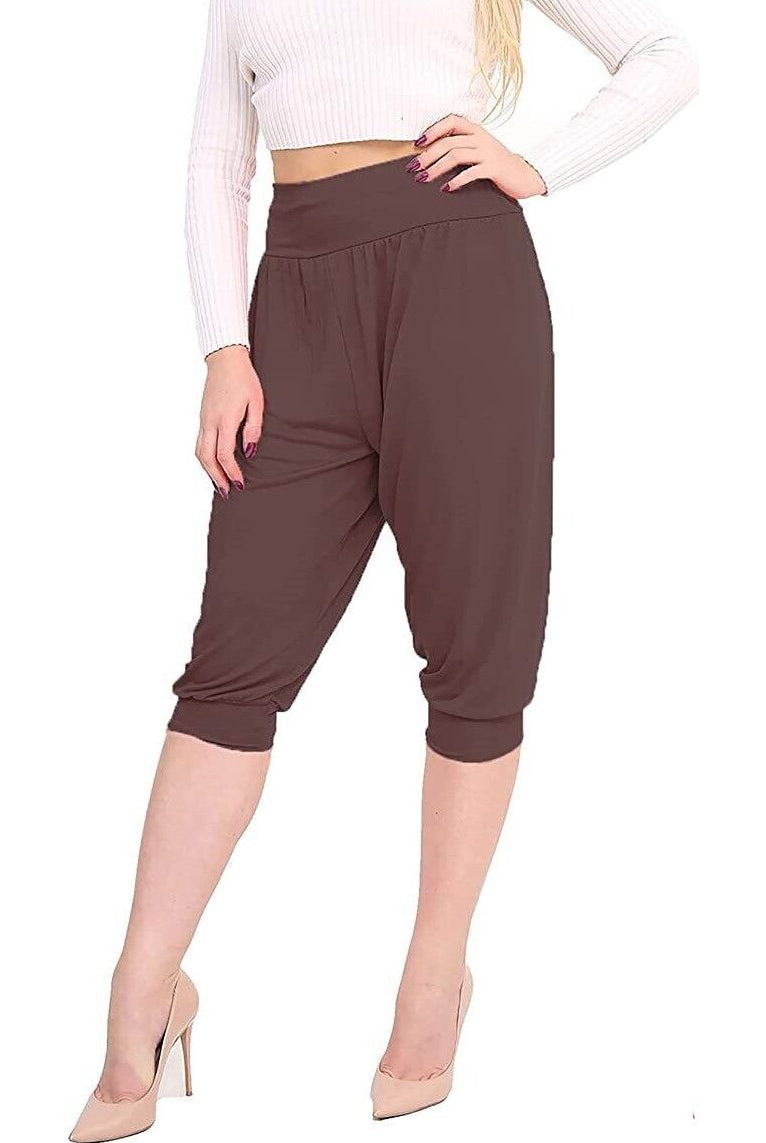 Plus Size Cropped Harem Trousers Trousers WearAll Brown 16-18