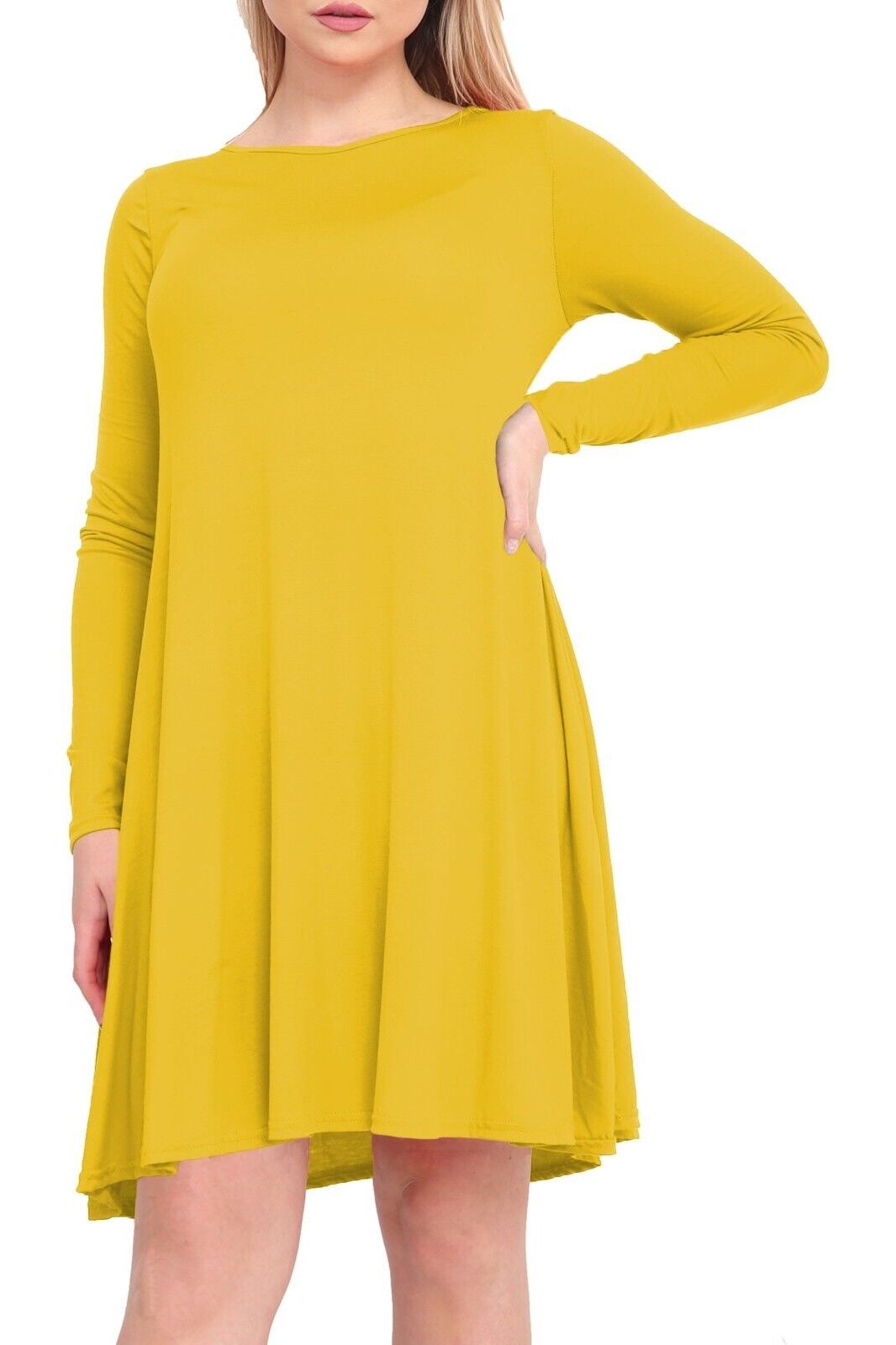 Plus Size Plain Ladies Swing Dress Top Dress WearAll