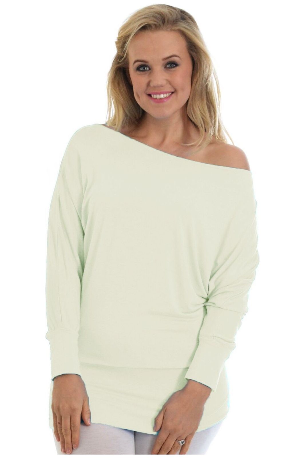Off Shoulder Batwing Top Tops WearAll Cream 8-10