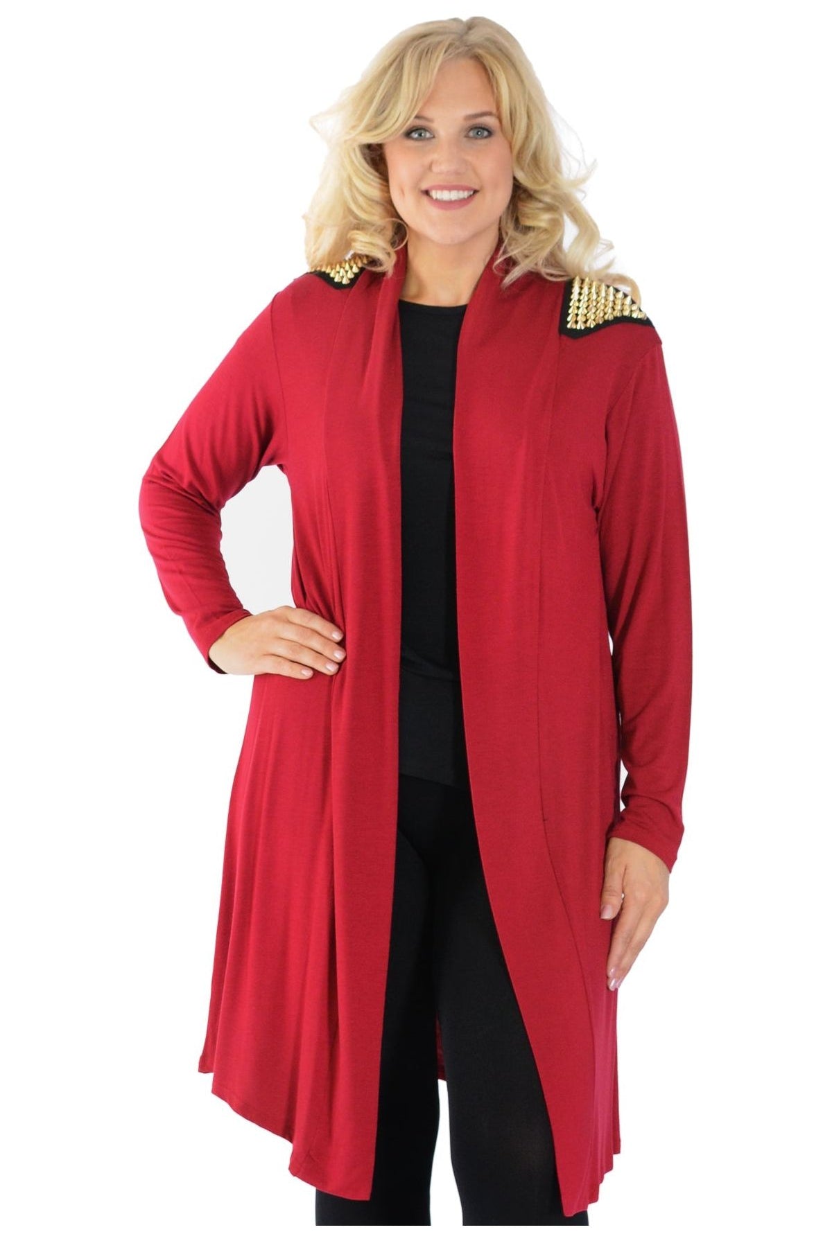 Long Sleeve Spike Maxi Cardigan Maxi Cardigan WearAll Wine 12-14