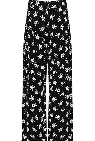 Skull Bones Print Palazzo Trouser Palazzo WearAll