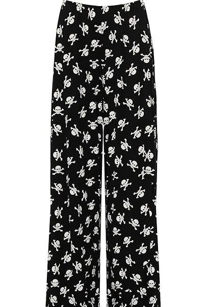 Plus Size Skull Bones Print Palazzo Trouser Palazzo WearAll