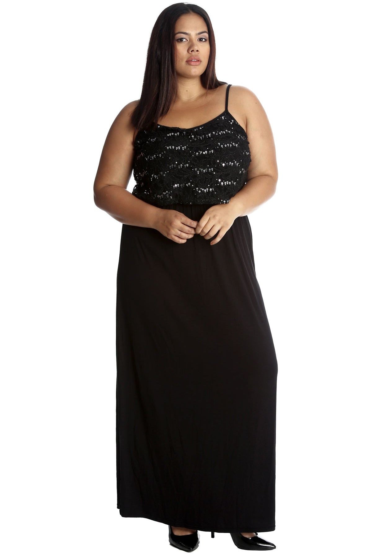 Plus Size Floral Sequin Lace Maxi Dress Dress WearAll
