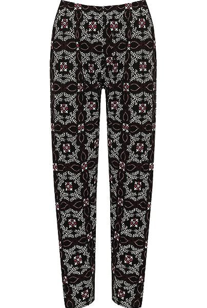 Square Floral Print Full Length Trouser Trousers WearAll Square Floral Purple 14