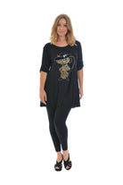 Cat With Hat Stud 2 Button Top Apparel & Accessories WearAll