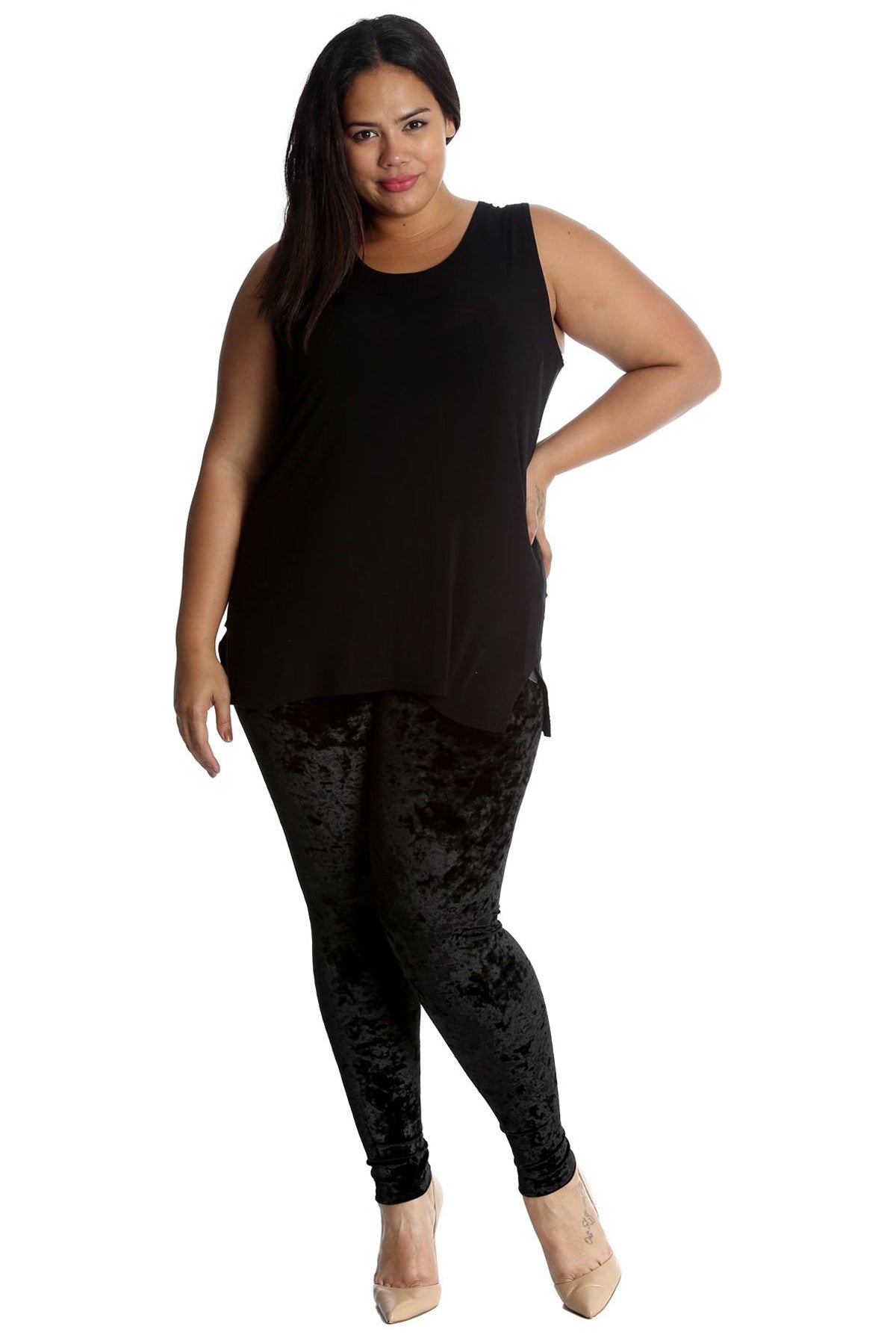 Full Length Crushed Velour Velvet Leggings Leggings WearAll
