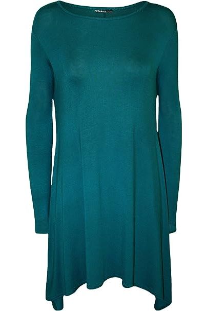 Plain Ladies Swing Dress Top Dress WearAll Teal 8-10