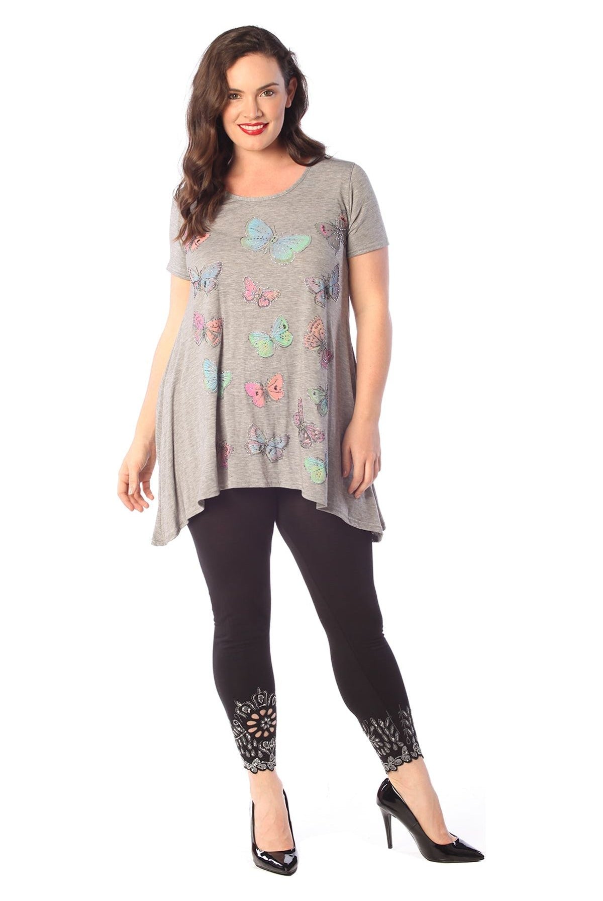 Butterfly Hanky Hem Short Sleeve Top Apparel & Accessories WearAll