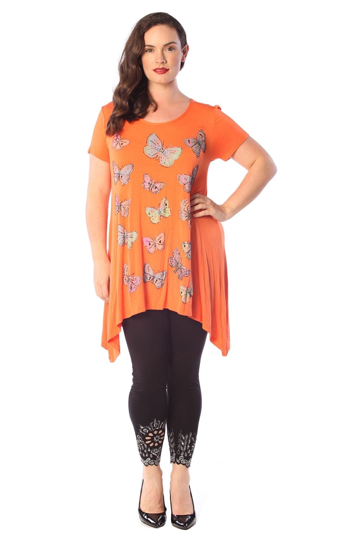 Butterfly Hanky Hem Short Sleeve Top