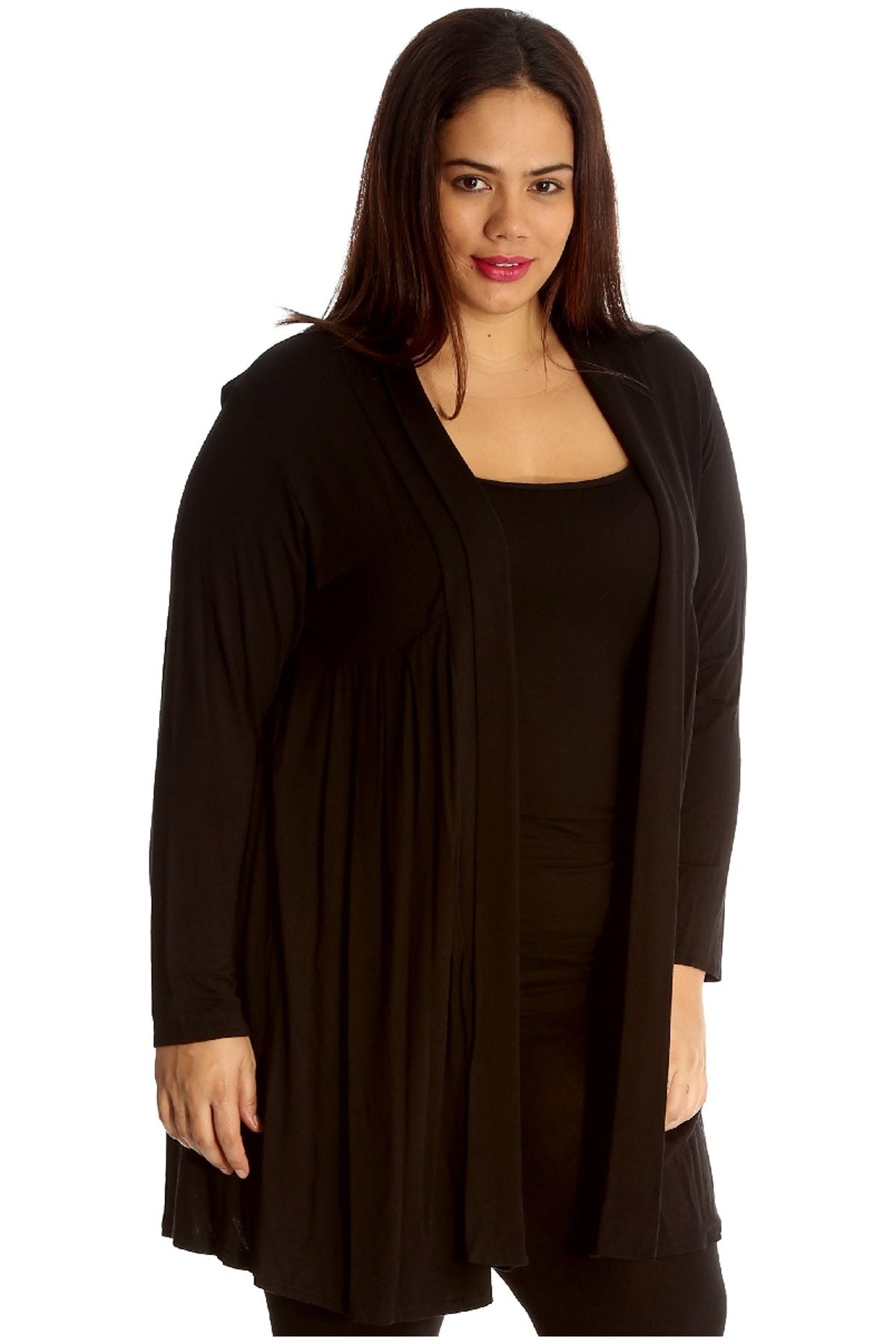 Lace Back Open Pleated Cardigan Maxi Cardigan WearAll