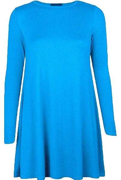 Plain Ladies Swing Dress Top Dress WearAll Turquoise 8-10