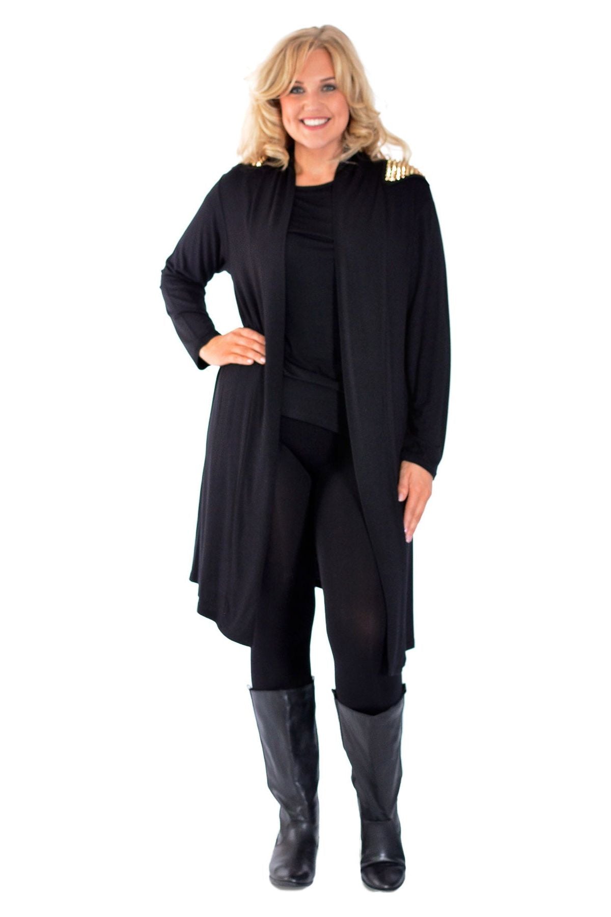 Plus Size Long Sleeve Spike Maxi Cardigan Maxi Cardigan WearAll