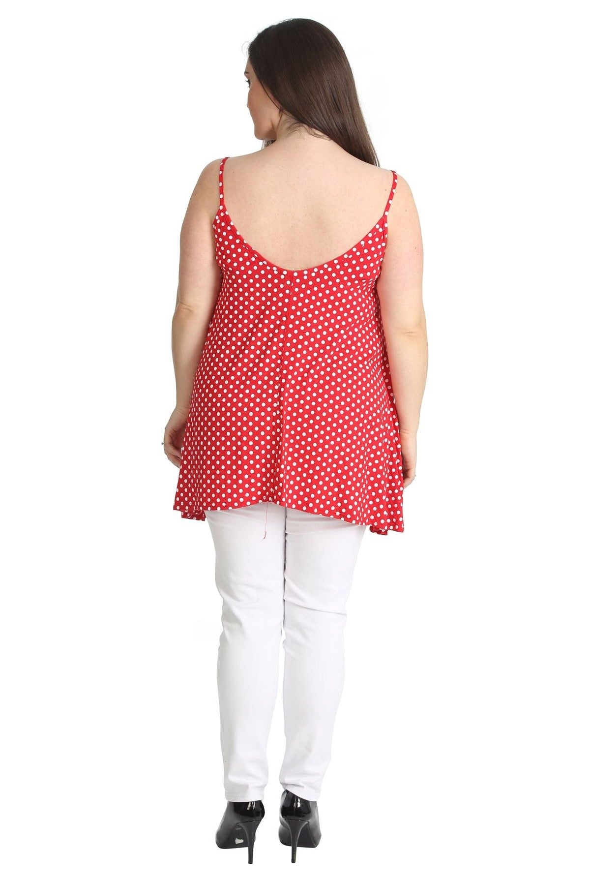 Plus Size Black White Spot Print Strappy Dress Vest Top Dress WearAll