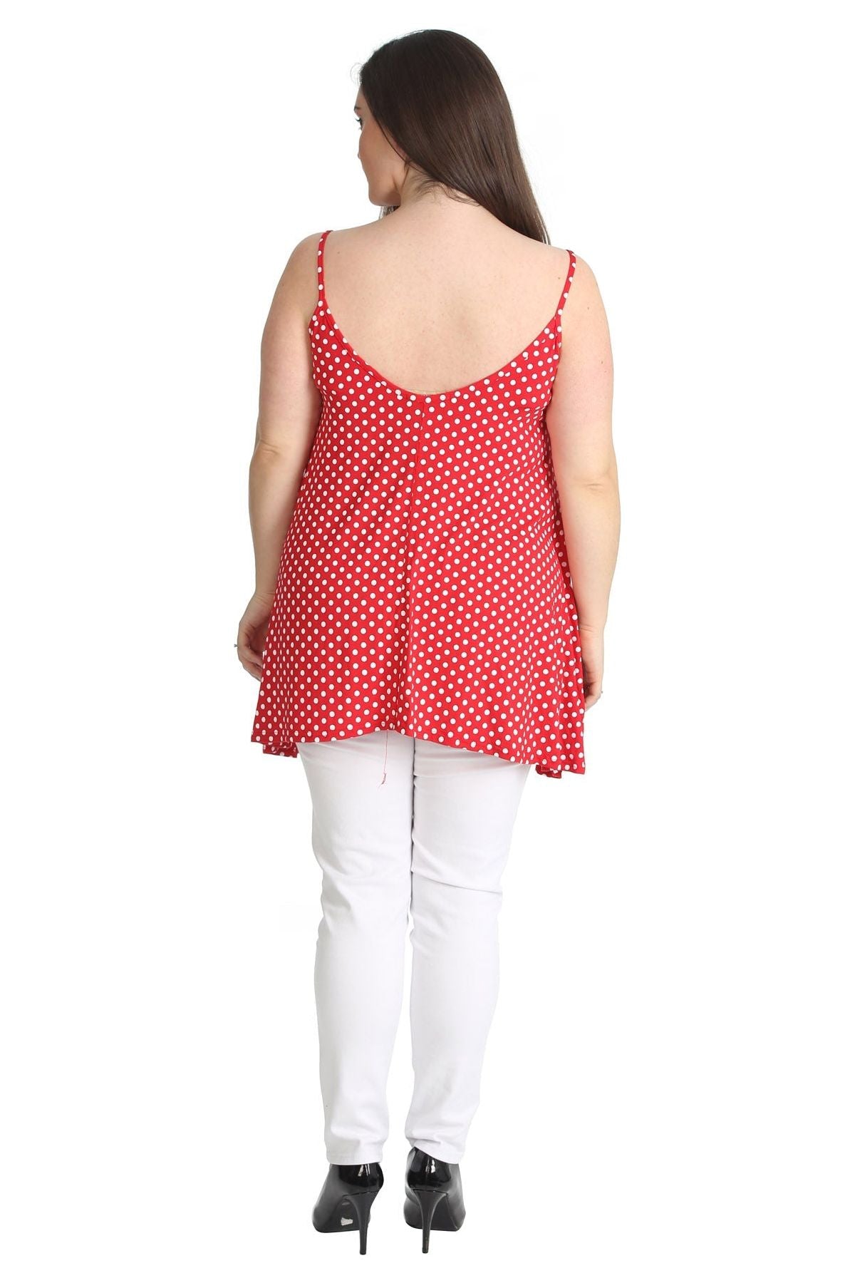 Plus Size Black White Spot Print Strappy Dress Vest Top Dress WearAll