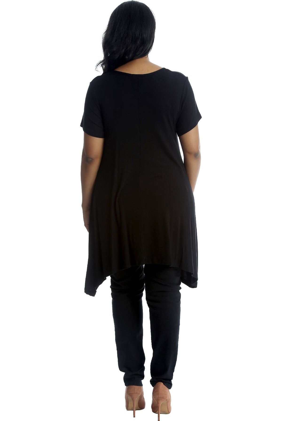 Three Rose Print Hanky Hem Short Sleeve Top Apparel & Accessories WearAll