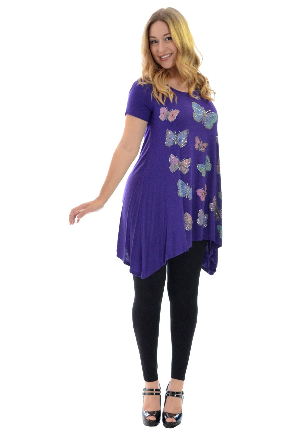 Butterfly Hanky Hem Short Sleeve Top Apparel & Accessories WearAll