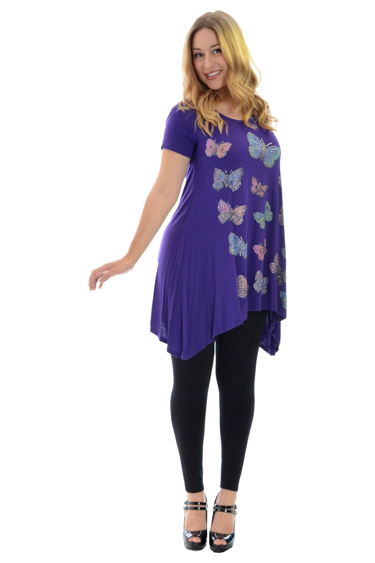 Butterfly Hanky Hem Short Sleeve Top Apparel & Accessories WearAll