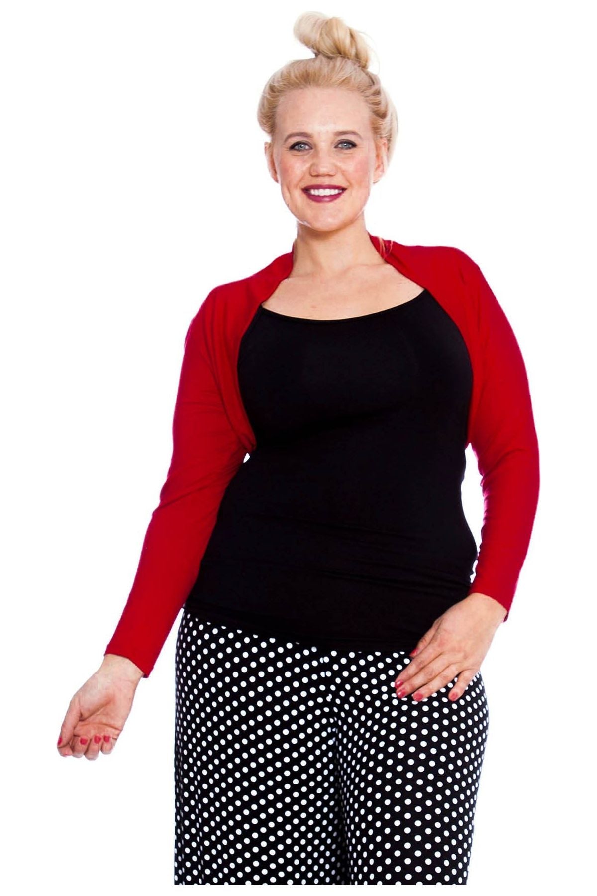 Plus Size Long Sleeve Crop Bolero Shrug Tops WearAll Plum 16-18