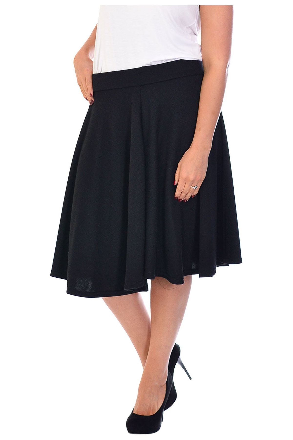 Flared Elastic Waist Skirt – Skater Style Skirt WearAll