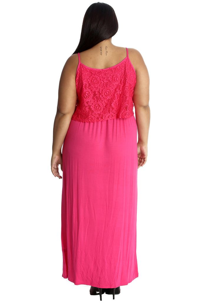 Plus Size Lace Top Sleeveless Maxi Dress Dress WearAll