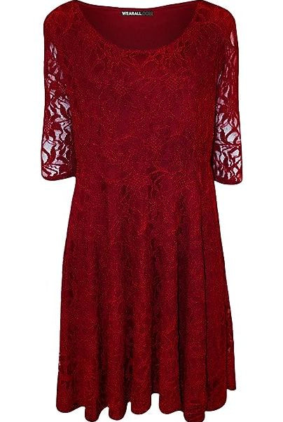 Plus size 3/4 Sleeve Ladies Skater Dress Dress WearAll