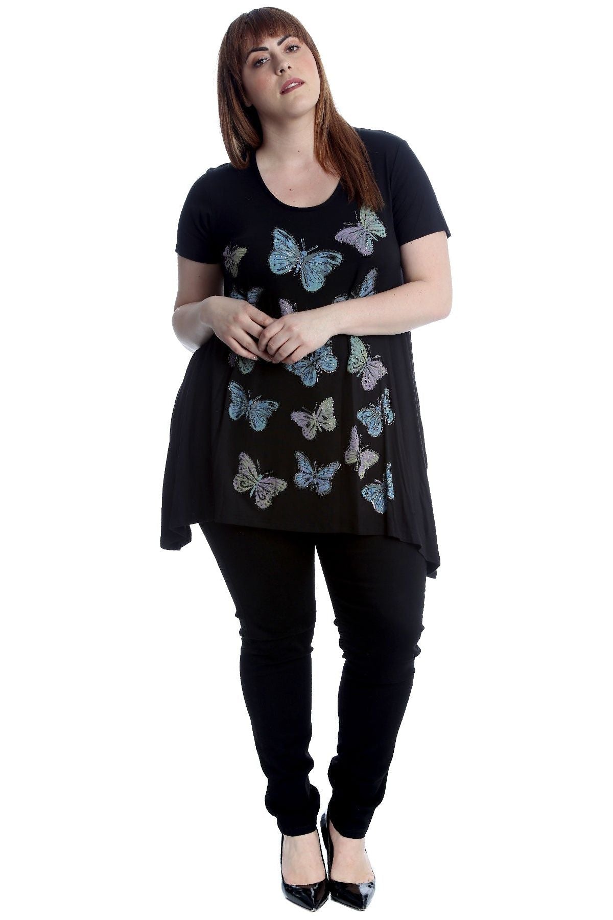 Butterfly Hanky Hem Short Sleeve Top Apparel & Accessories WearAll