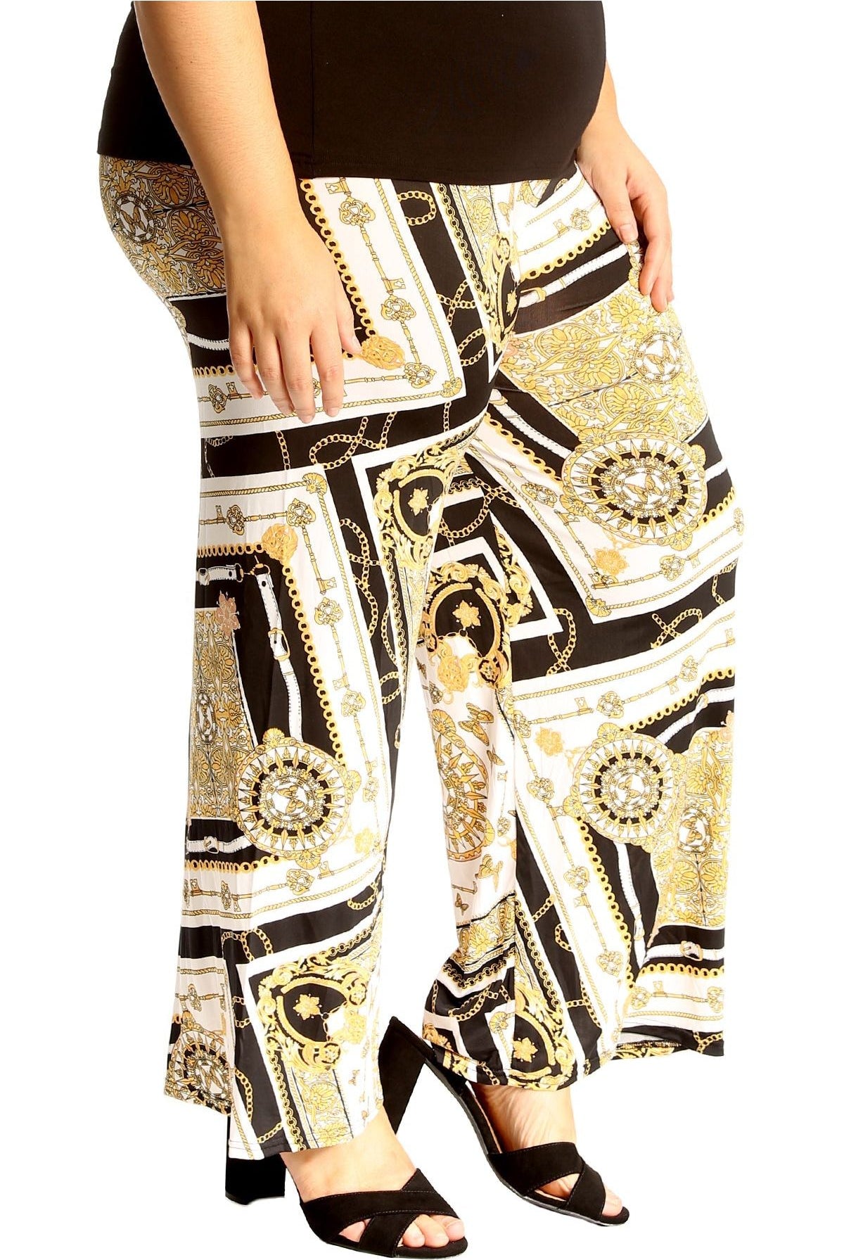 Plus Size Baroque Paisley Print Palazzo Trouser Palazzo WearAll