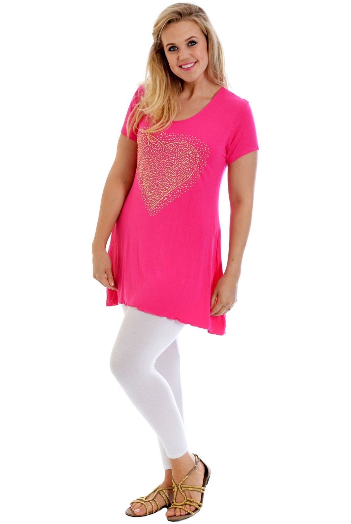 Gold Studded Hanky Hem Short Sleeve Top Apparel & Accessories WearAll