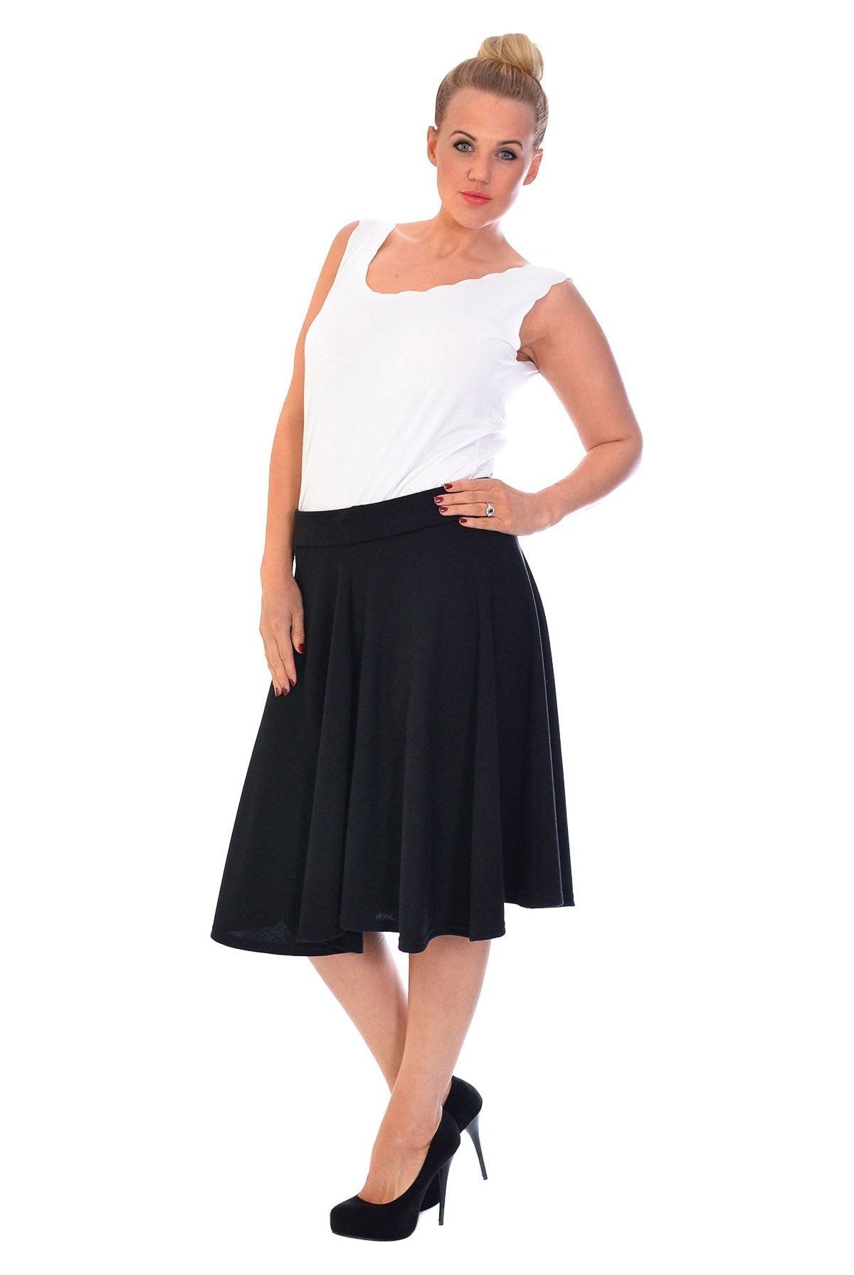 Flared Elastic Waist Skirt – Skater Style Skirt WearAll