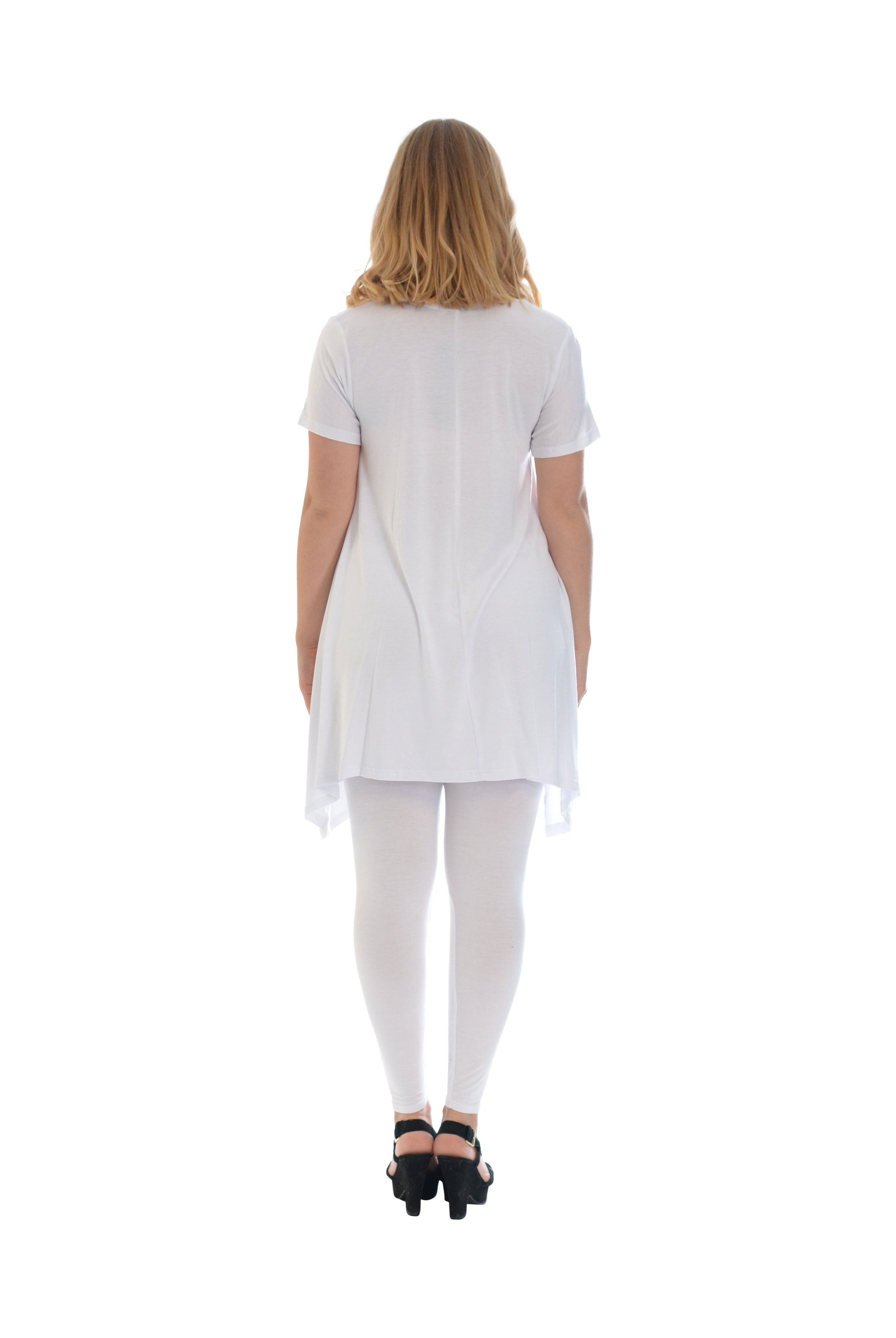 Leopard Print Studded Heart Hanky Hem Short Sleeve Top Apparel & Accessories WearAll