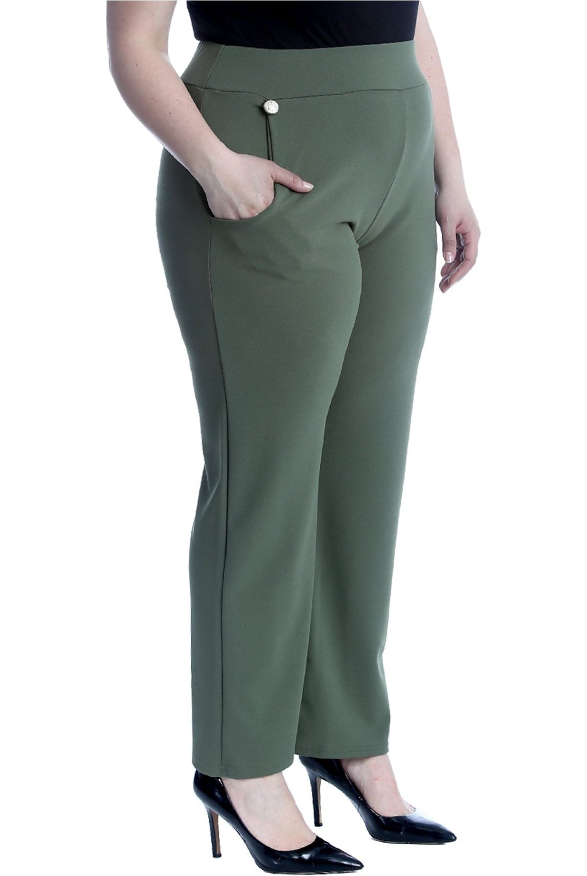 Plus Button Embellished Pocket Palazzo Trousers Trousers WearAll