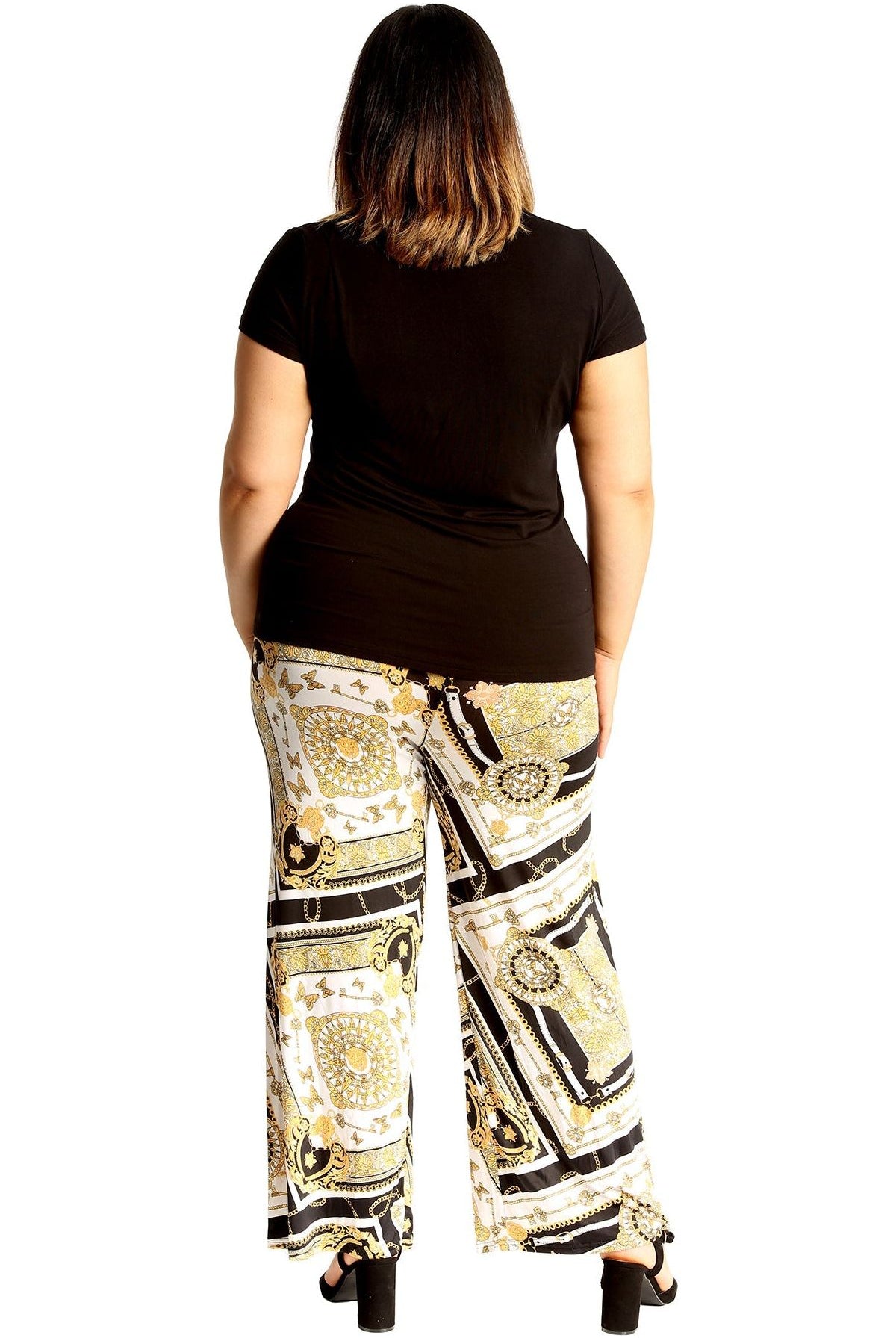 Plus Size Baroque Paisley Print Palazzo Trouser Palazzo WearAll