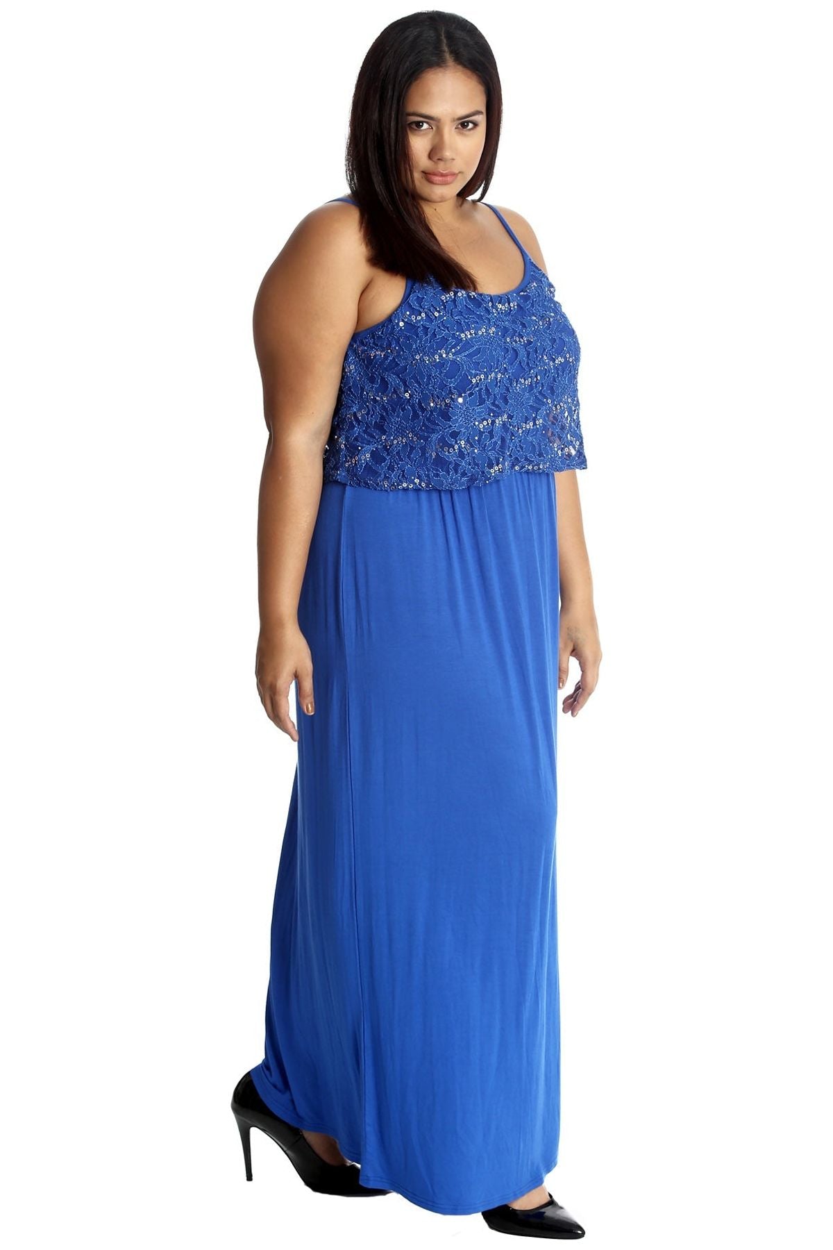 Plus Size Floral Sequin Lace Maxi Dress Dress WearAll