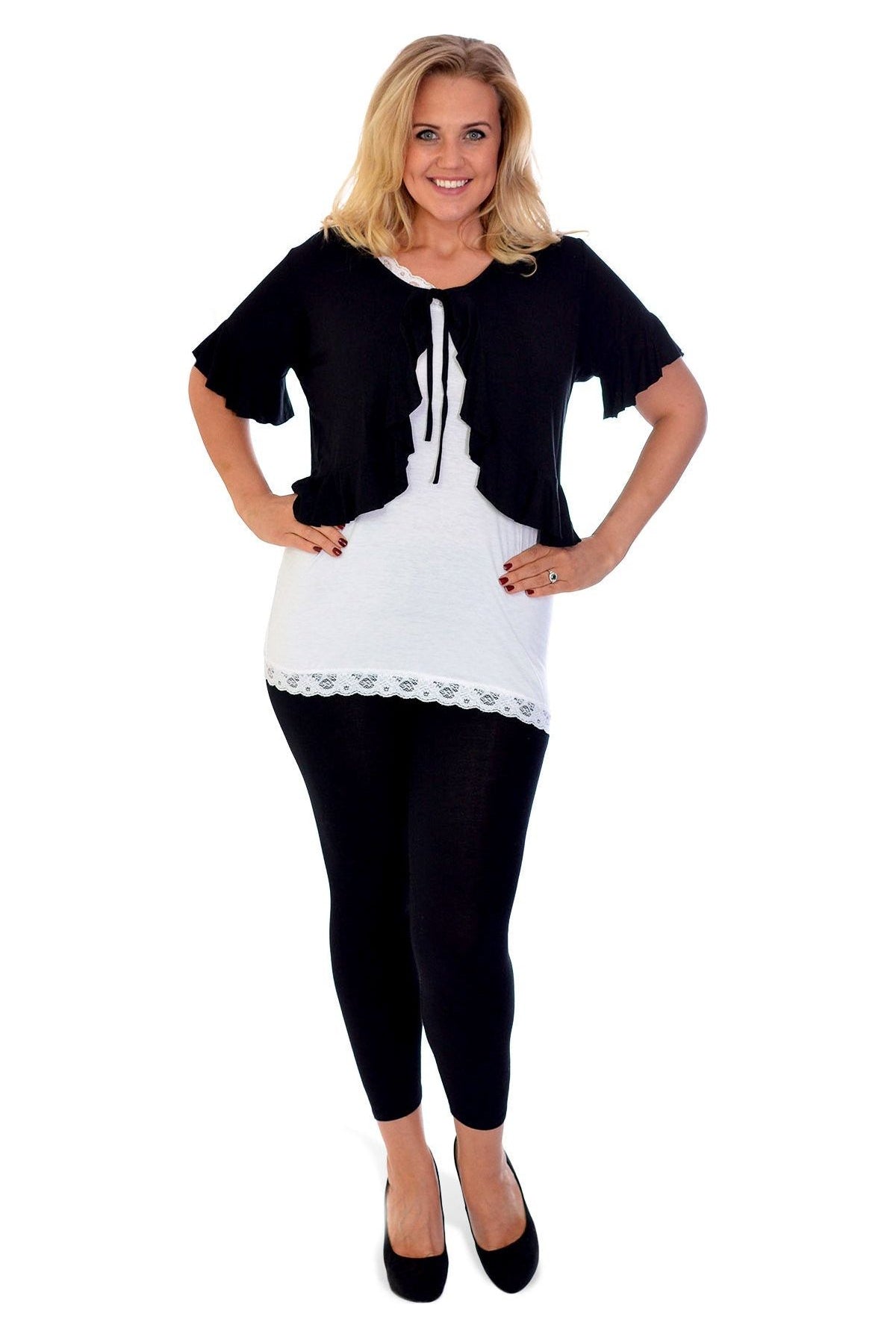 Plus Size Frill Tie Shrug Tops WearAll