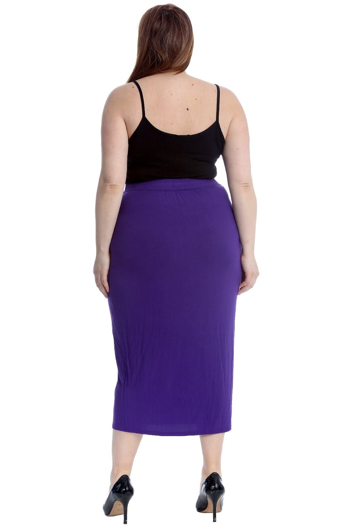Plus Size Plain Long Ladies Stretch Maxi Skirt Apparel & Accessories WearAll