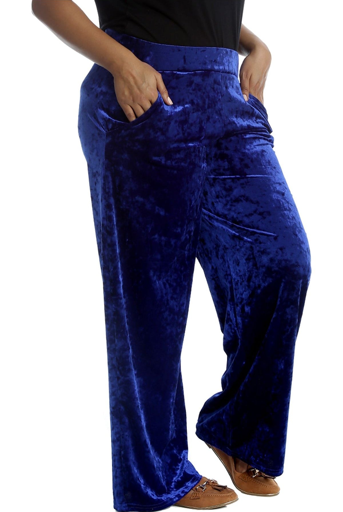 Velour Velvet Wide Flared Leg Pocket Palazzo Palazzo WearAll