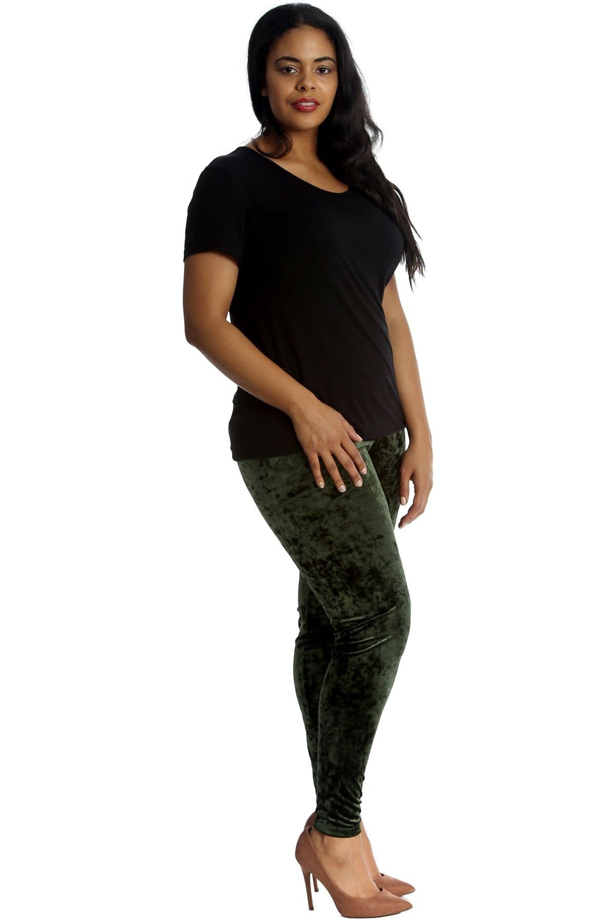 Full Length Crushed Velour Velvet Leggings Leggings WearAll