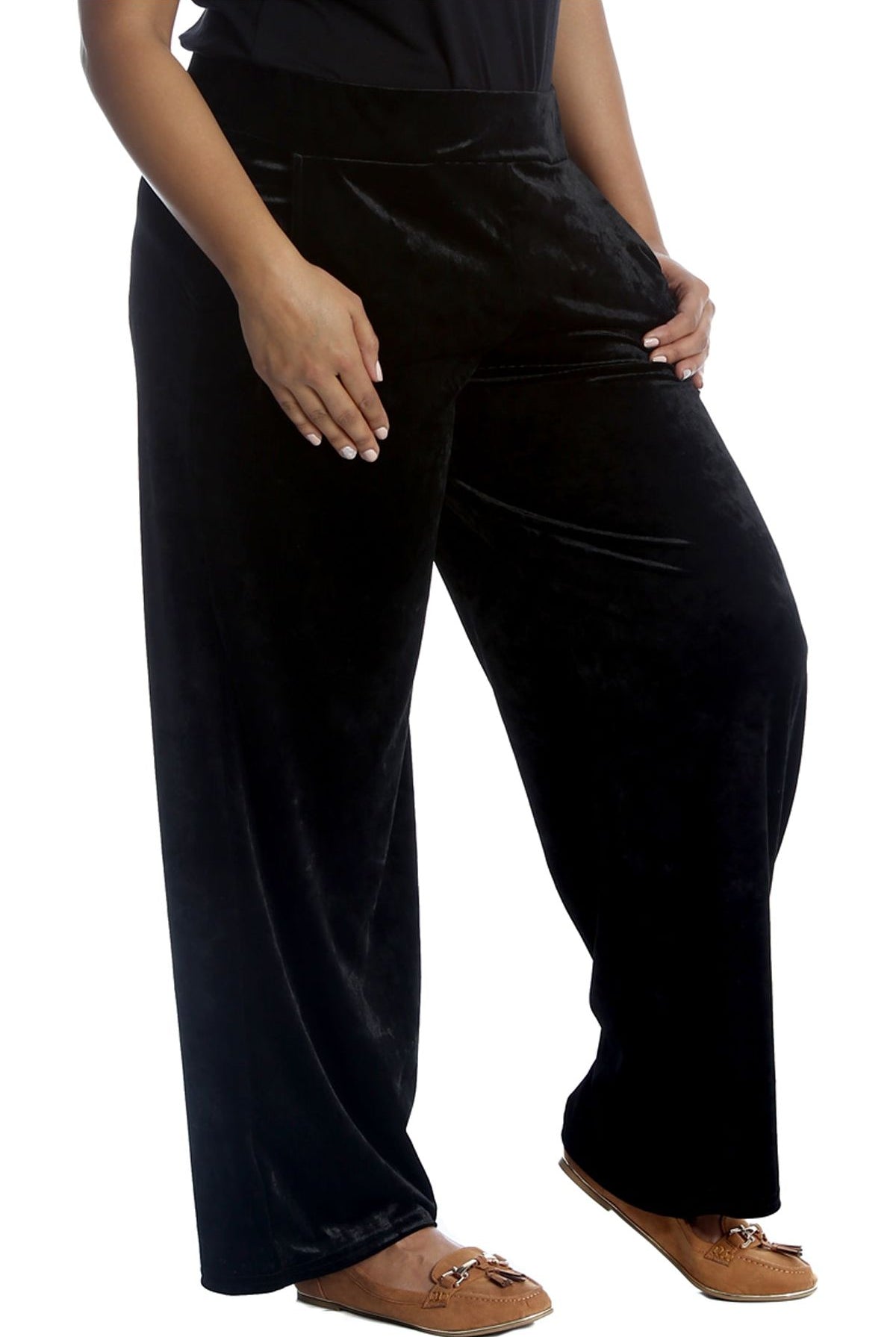 Velour Velvet Wide Flared Leg Pocket Palazzo Palazzo WearAll