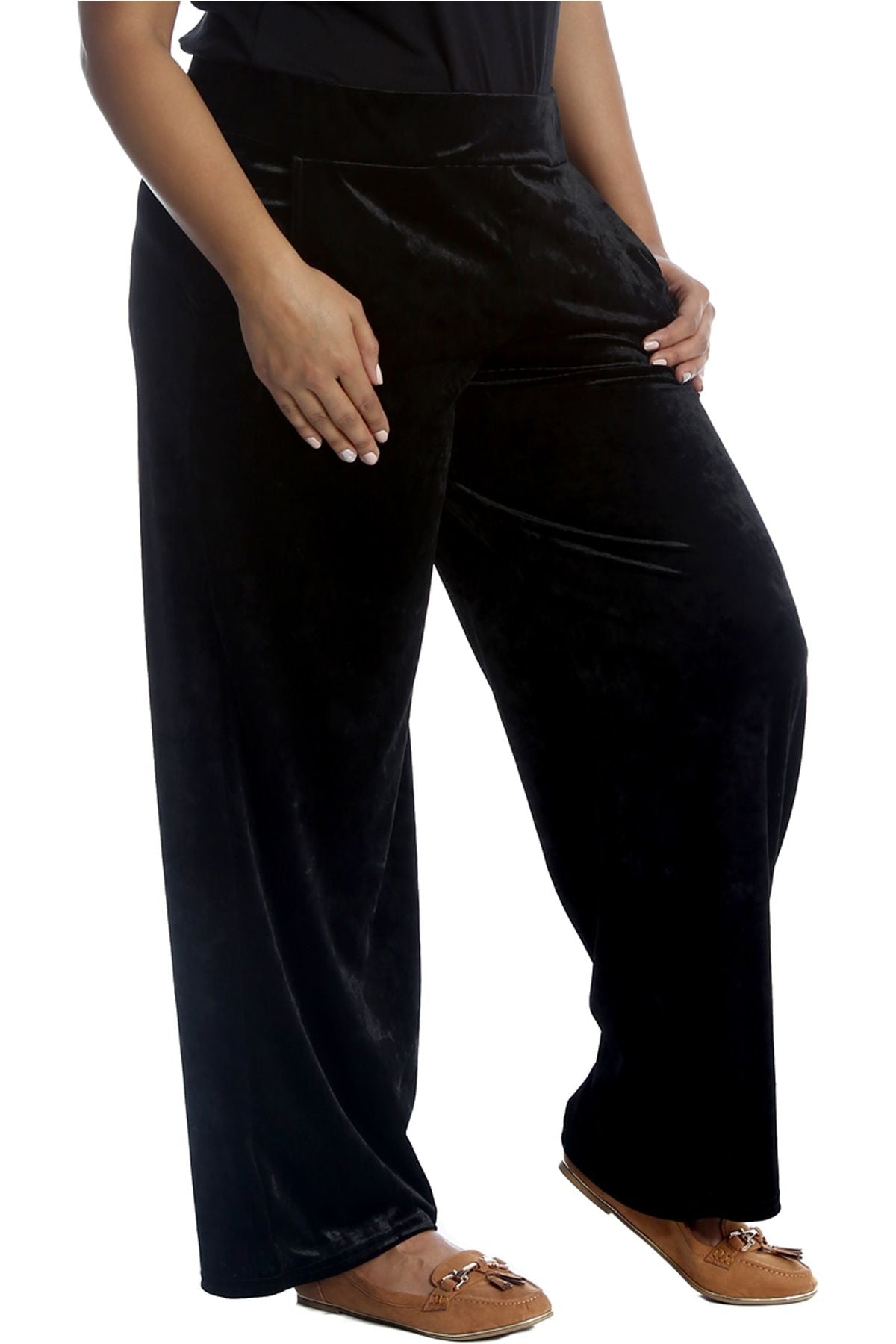 Velour Velvet Wide Flared Leg Pocket Palazzo Palazzo WearAll