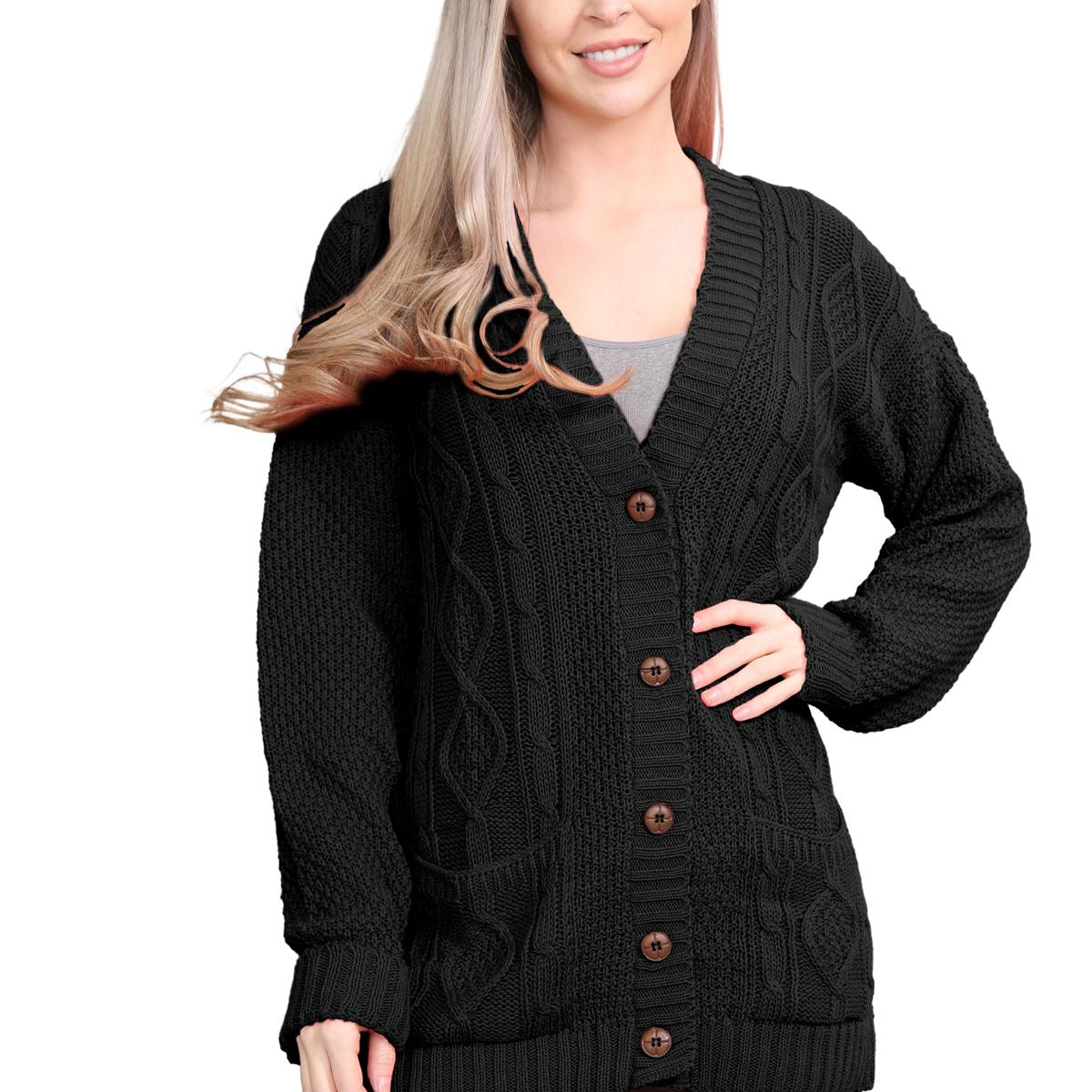 Cable Knitted Button Cardigan – WearAll