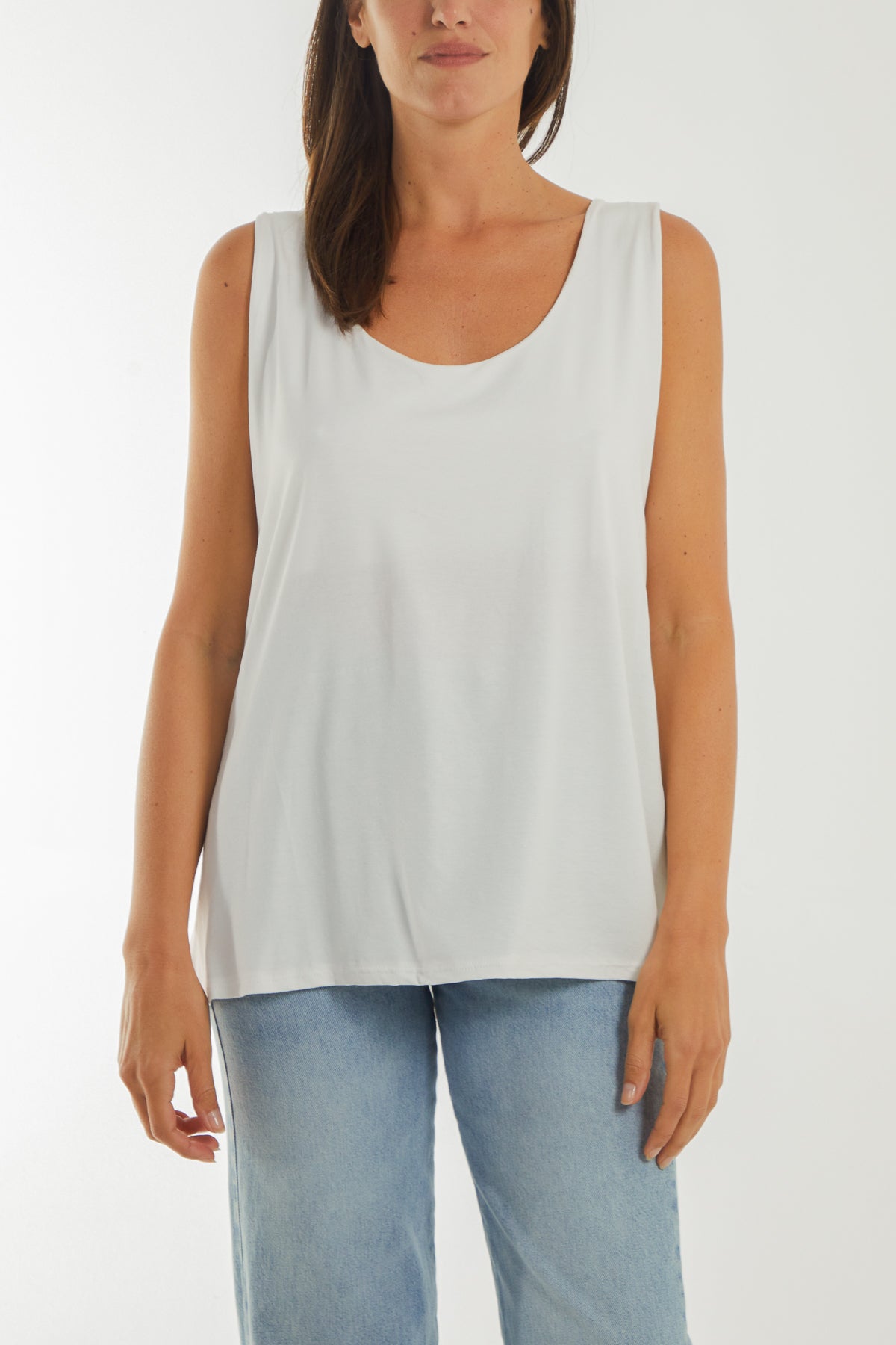 Double Layer Scoop Vest Vests WearAll Cream One Size