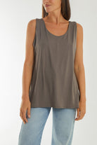 Double Layer Scoop Vest Vests WearAll Mocha One Size
