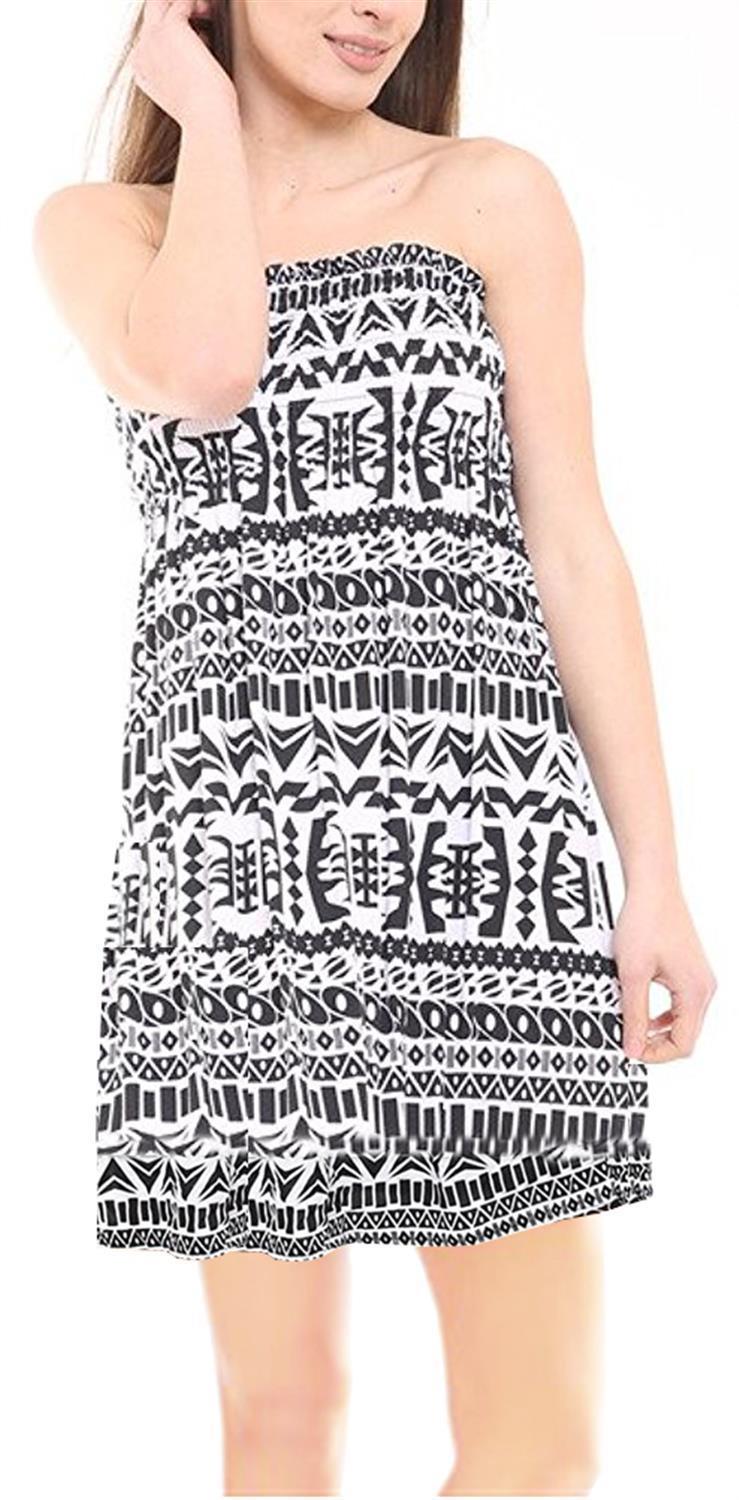 Printed Bandeau Boobtube Sheering Top Top WearAll Big Aztec 8-10