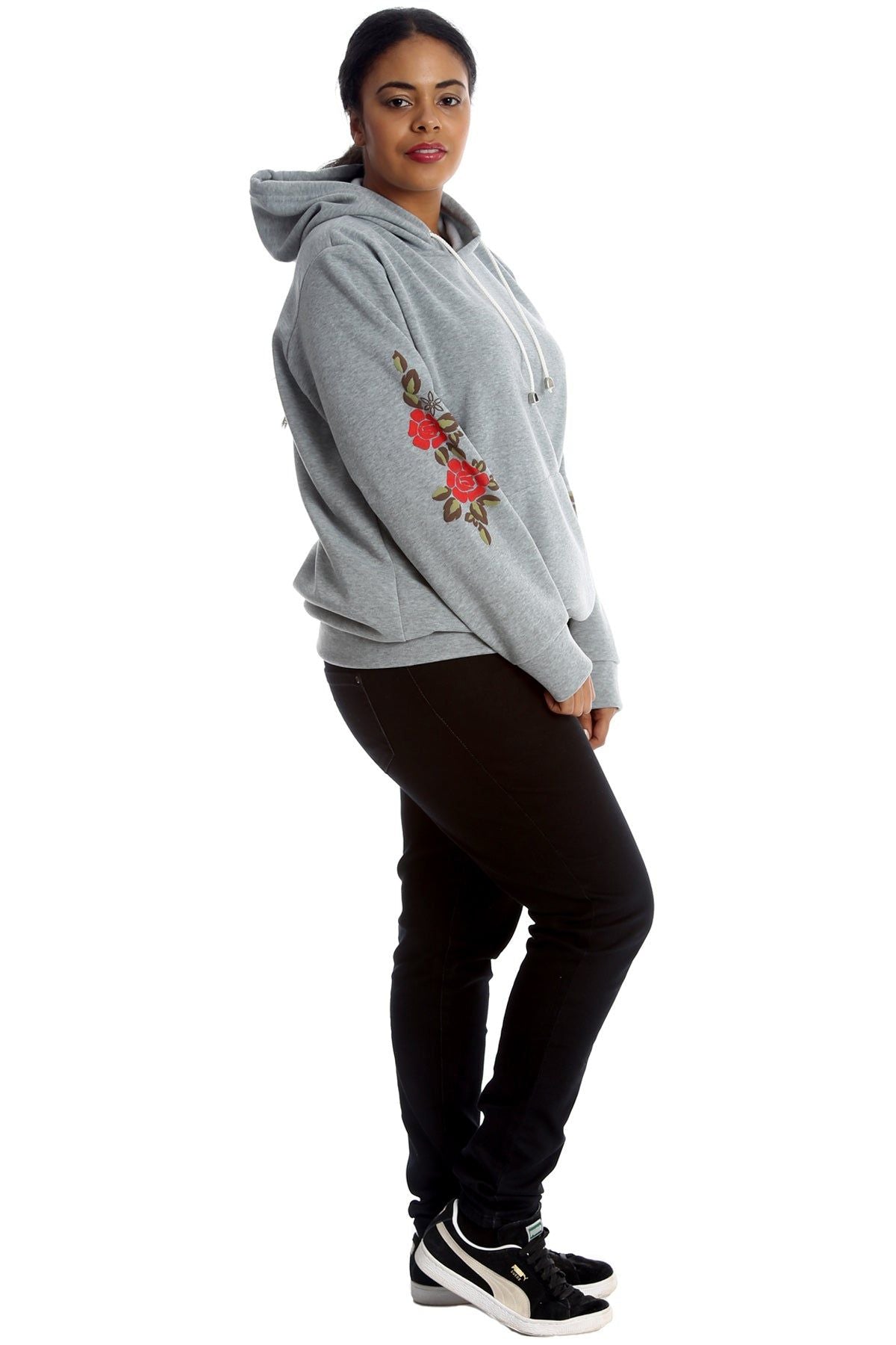 Embroidered Pouch Pocket Sweatshirt Tops WearAll