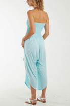 Shirred Top Asymmetric Hem Strapless Jumpsuit Dresses WearAll
