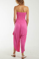 Shirred Top Asymmetric Hem Strapless Jumpsuit Dresses WearAll