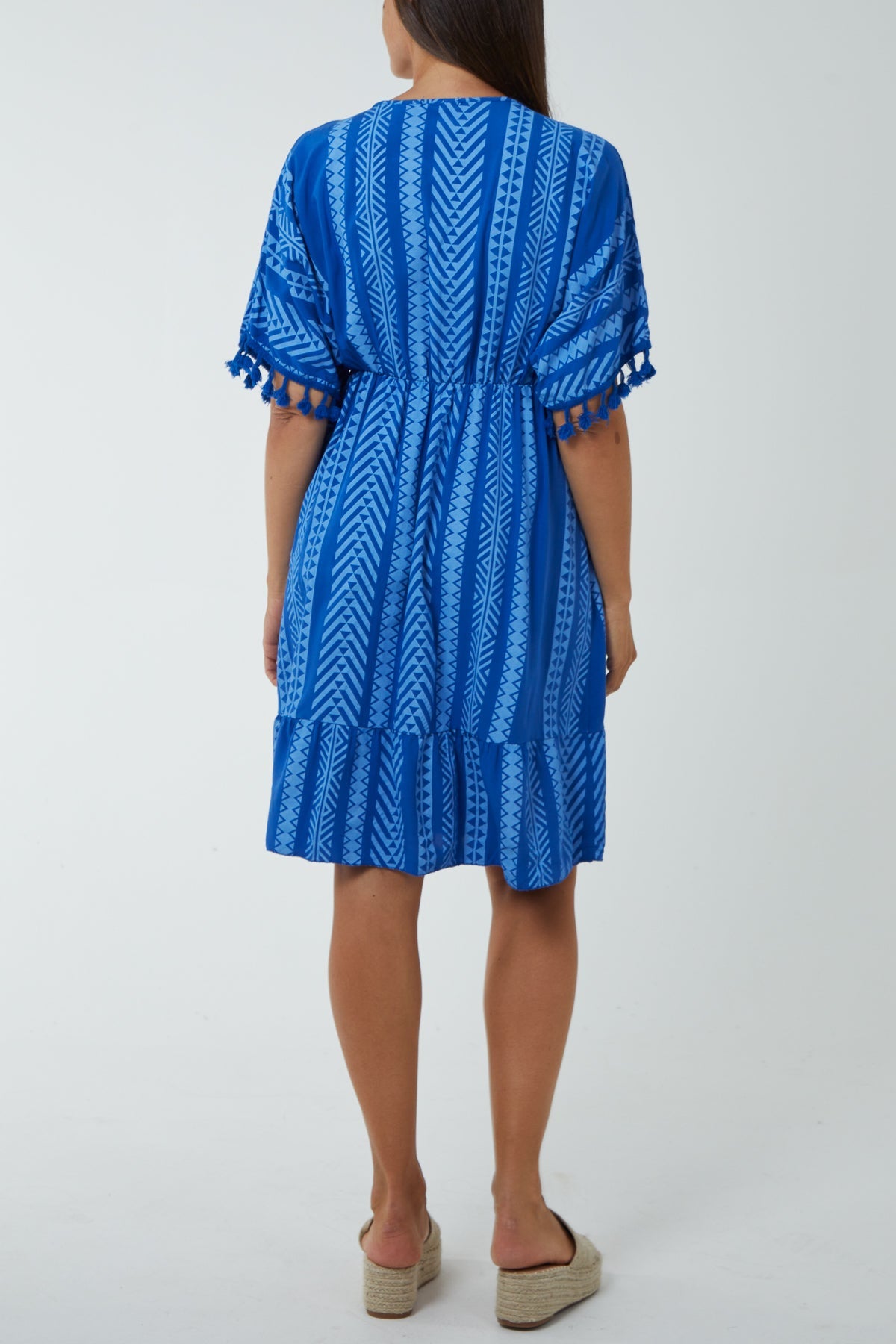 Aztec Print Mini Dress with Tassels Dresses WearAll