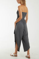 Shirred Top Asymmetric Hem Strapless Jumpsuit Dresses WearAll